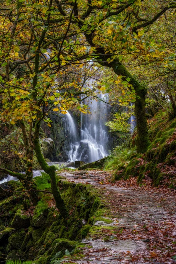 Long exposure of Llanberis Falls in Llanberis, Snowdonis in Autumn.