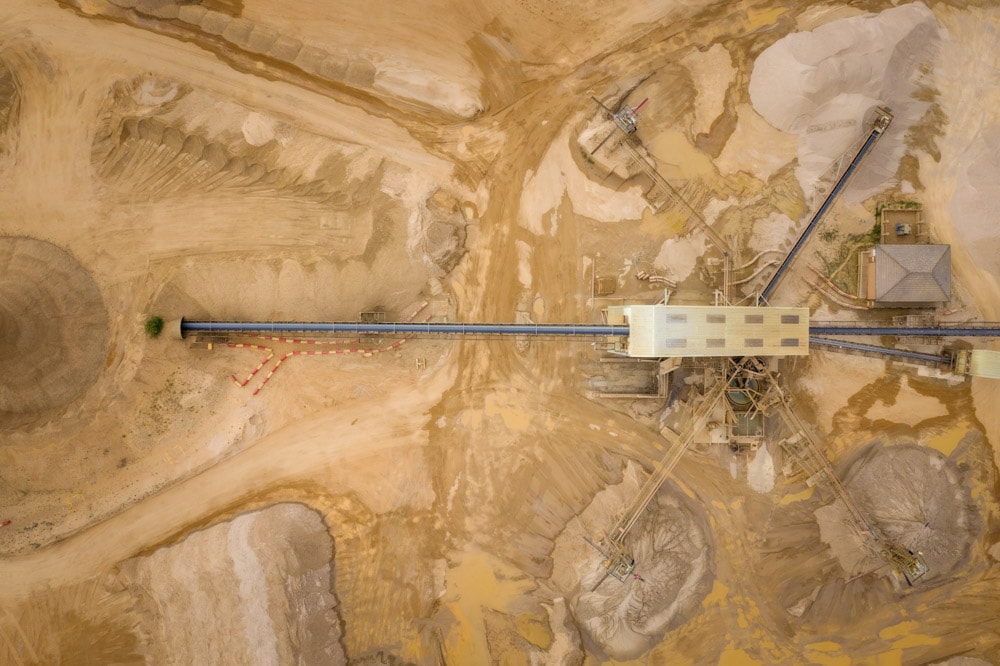 Sand and gravel processing plant from above shot with a DJI Mavic 2 Pro