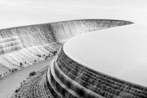 Long exposure of a reservoir overspill in the Peak District, UK.