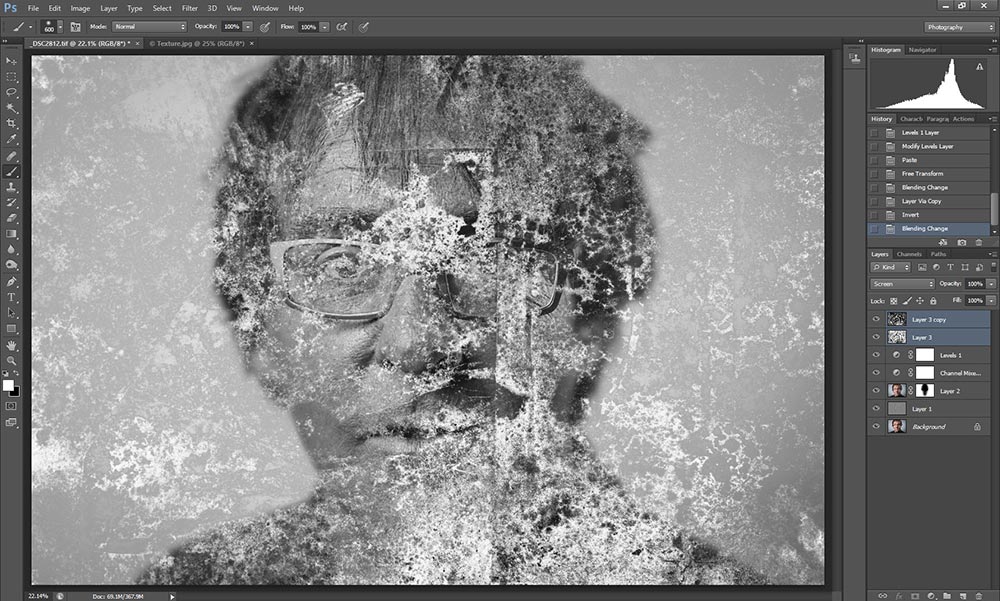 Wet plate collodion effect in Photoshop tutorial step 7