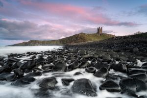 Long exposure of Dunstanburgh Castle shot with the Sony FE 20mm f/1.8